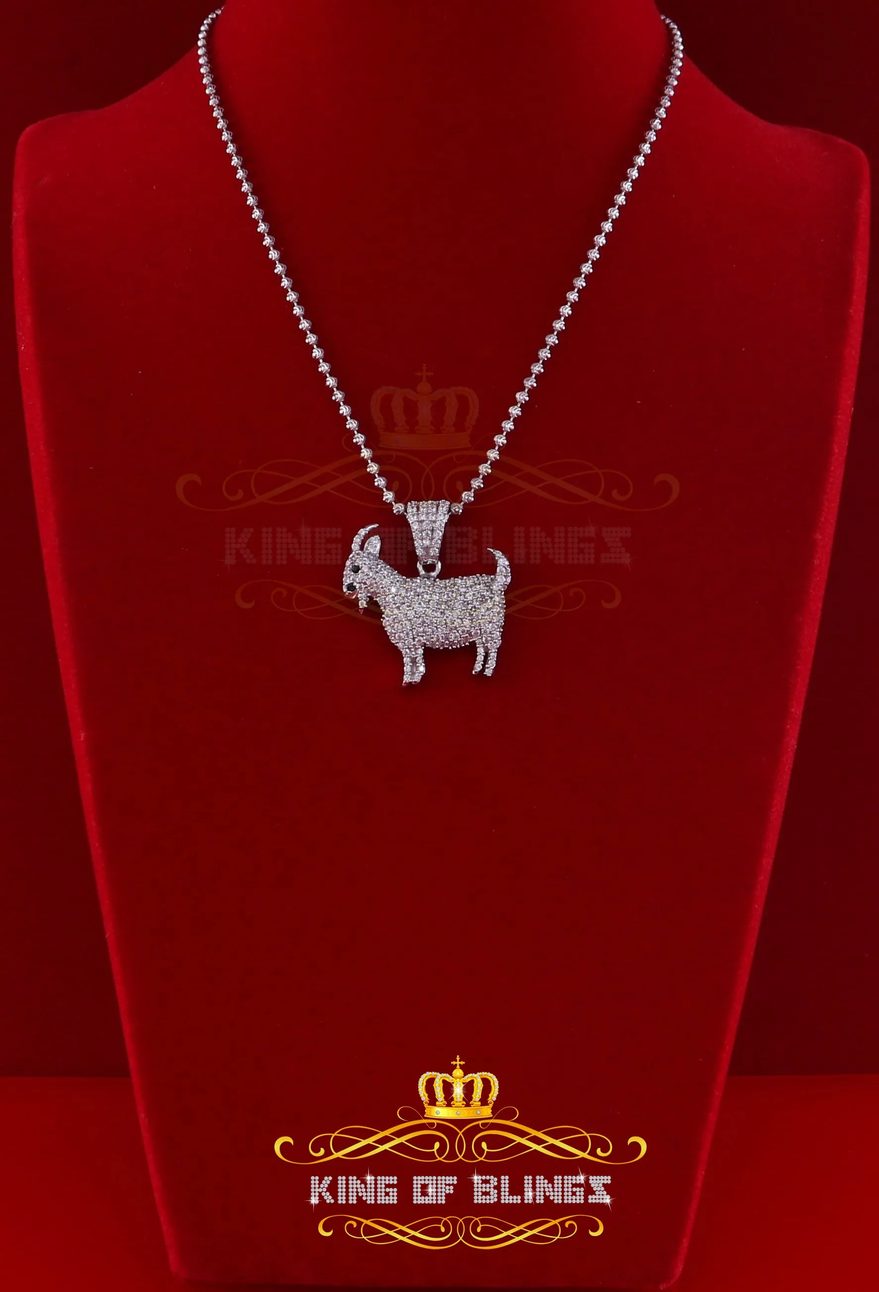 White 925 Sterling Silver Goat wise Shape Pendant with 3.82ct Cubic Zirconia