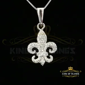 White Fleur de Lis Shape Sterling Silver Pendant with 0.88ct Cubic Zirconia